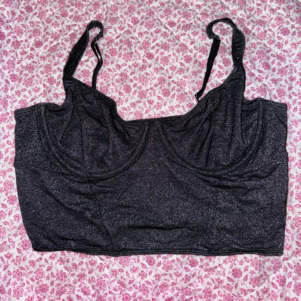 Gilly Hicks Black Sparkle Bustier Top